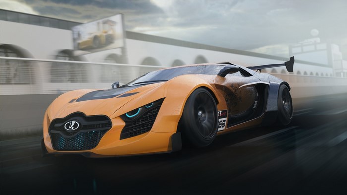 Lada Next GT race car on a track