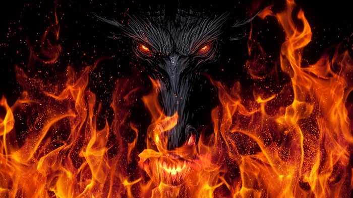 4K Dragon Head in Flames
