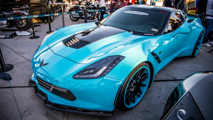 Blue Chevrolet Corvette C7 with Forgiato Wheels