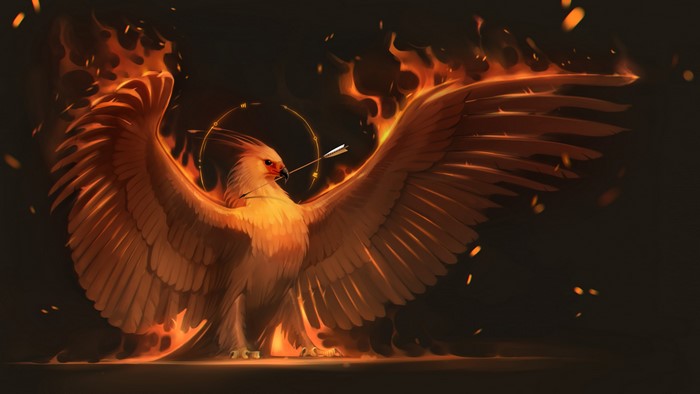 Phoenix with Arrow and Flames