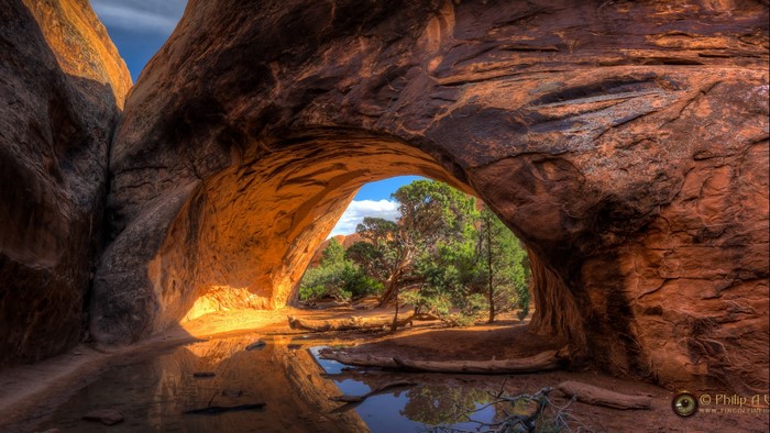 Natural Archway Overlooking Trees and Sky