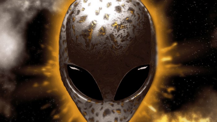 Alienware logo with cosmic background