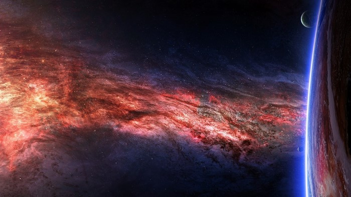 Space Nebula with Planets