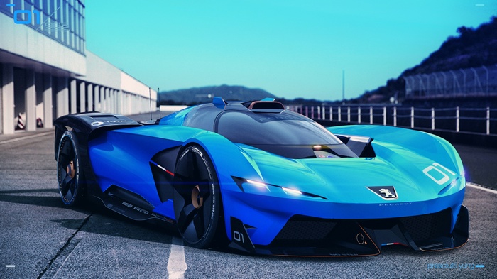 Peugeot 905e concept car on a racetrack