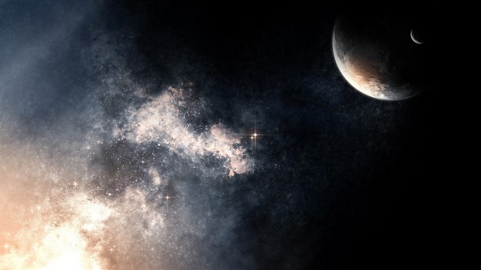 Planets and Nebula in Deep Space