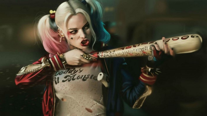 Harley Quinn from Suicide Squad holding a baseball bat