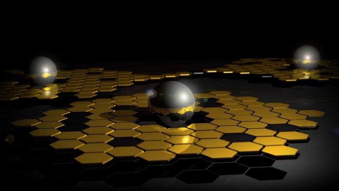 Abstract spheres on hexagonal platforms