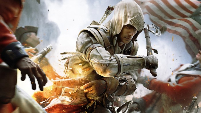 Connor Kenway from Assassin's Creed III in battle