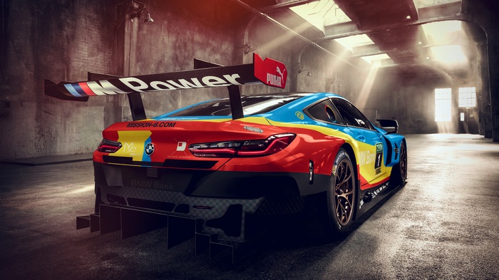 BMW M8 GTE race car with M Power livery