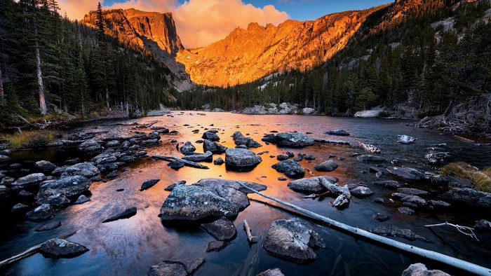 Rocky Mountains Lake at Sunset