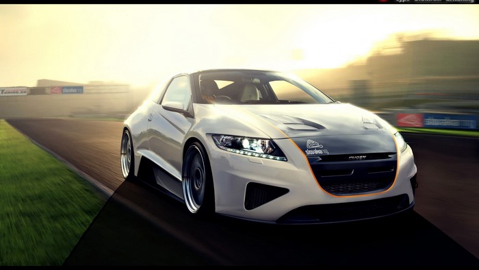 White Honda CR-Z Mugen on a Race Track