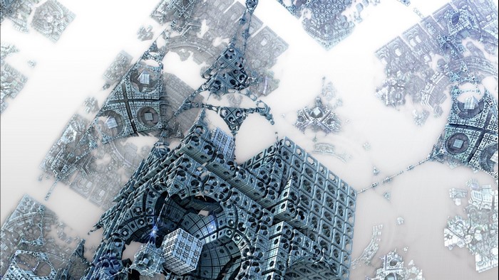 Abstract fractal structures in blue and white