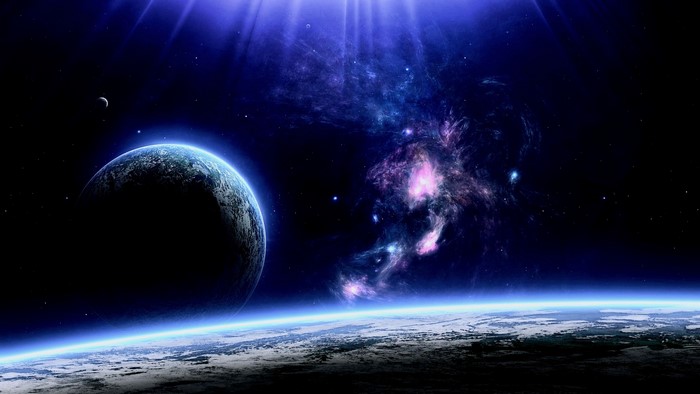 Planets and Nebula in Deep Space