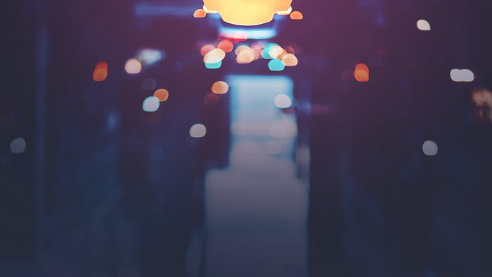 Blurry lights and reflections at night