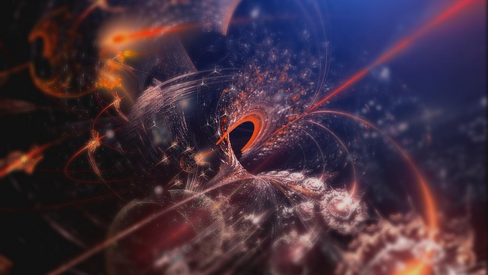 Abstract fractal art with orange and blue colors