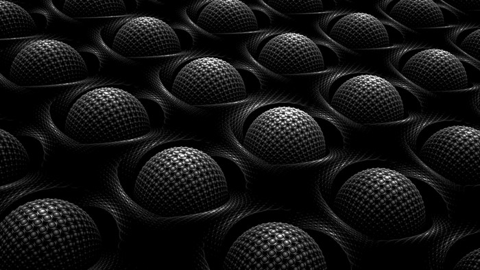 Abstract dark spheres in a grid pattern