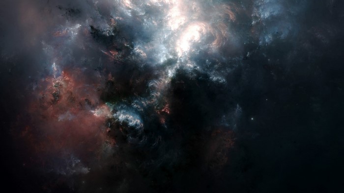 Abstract Nebula with Red and Blue Hues