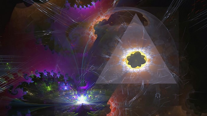 Abstract fractal art with a triangular overlay