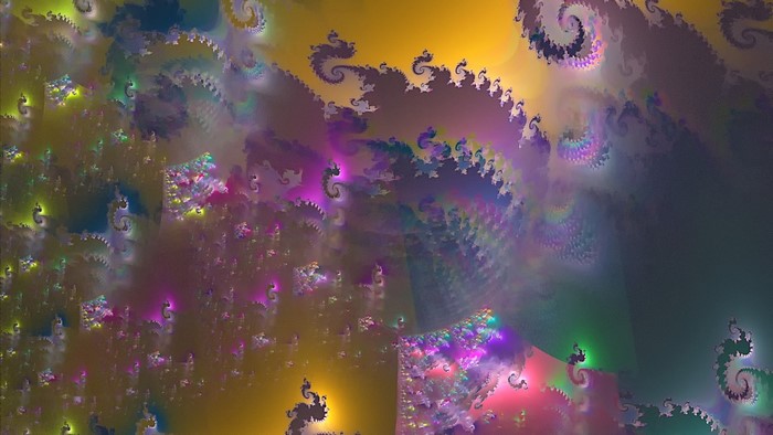 Fractal art with swirling patterns and vibrant colors