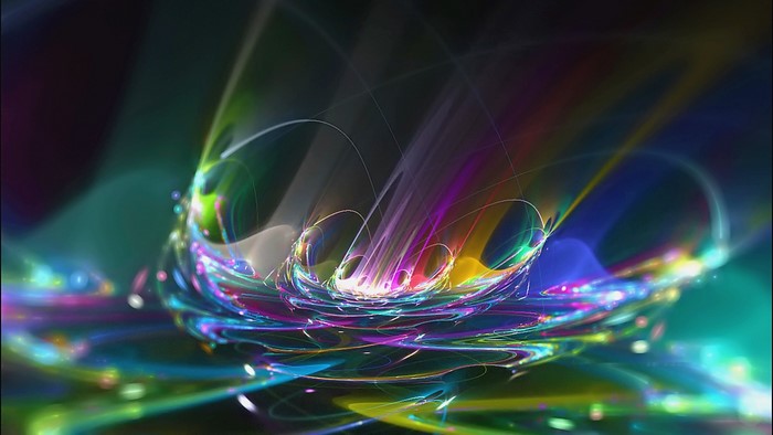 Abstract fractal art with colorful light trails