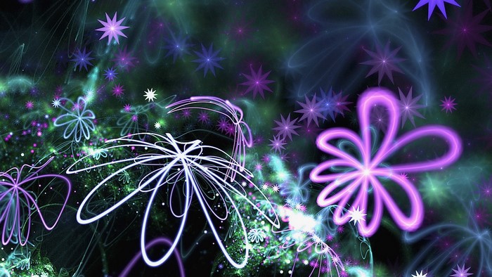 Abstract fractal flowers and stars