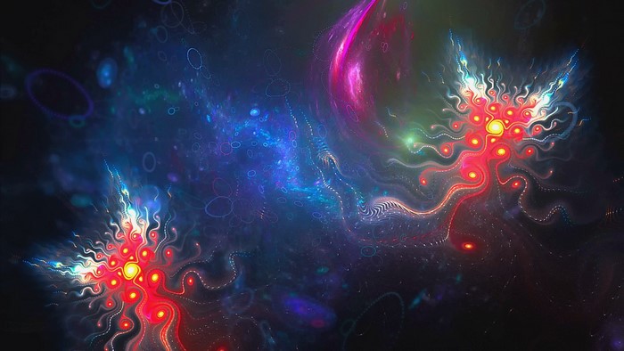 Abstract fractal art with glowing elements