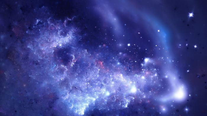 Abstract blue and purple nebula with stars