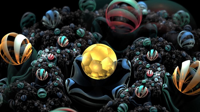 Abstract fractal spheres with geometric patterns