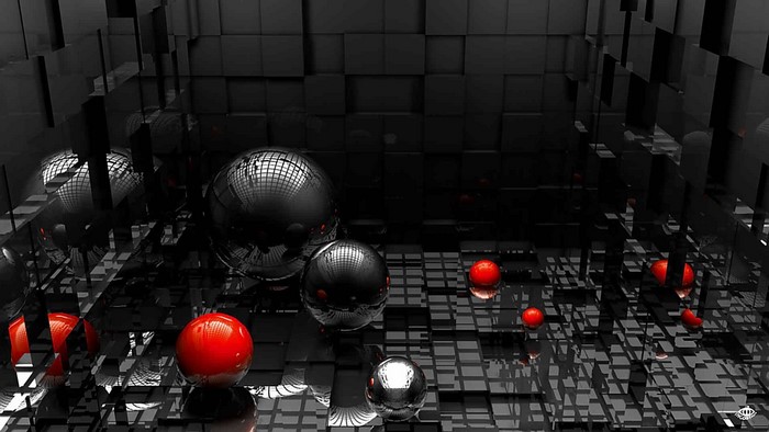 Abstract Black and Red Spheres on Cubed Surface