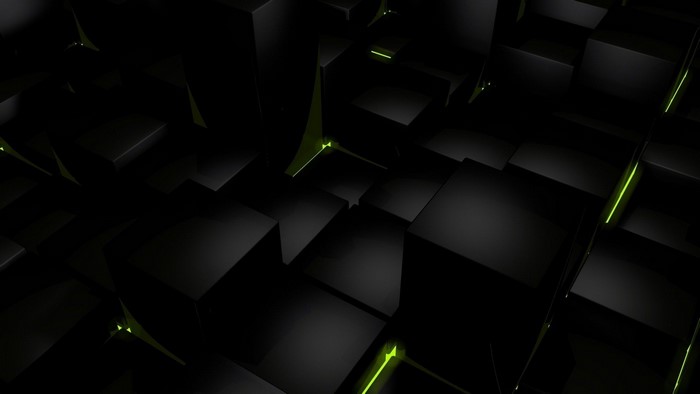 Dark Cubes with Green Glow