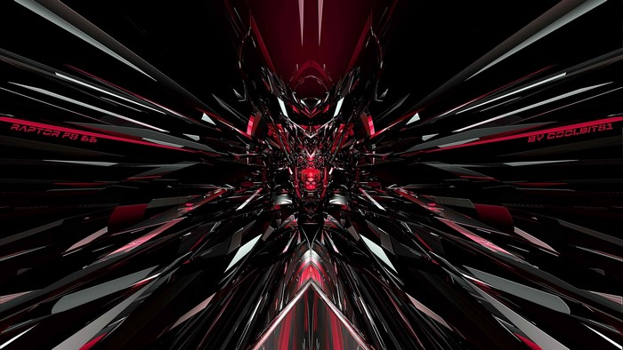Abstract Red and Black Geometric Explosion