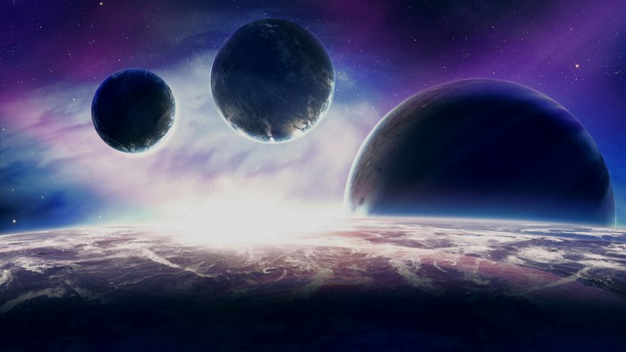 4K Planets in Space Nebula