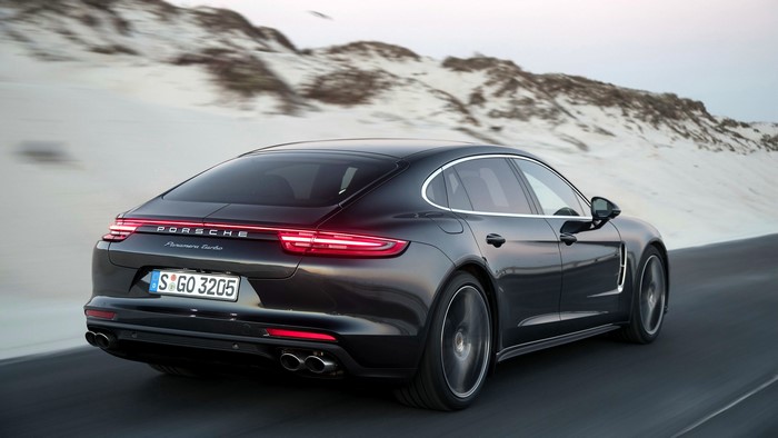 Porsche Panamera Turbo driving on a road