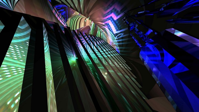 Abstract fractal tunnel with neon lights