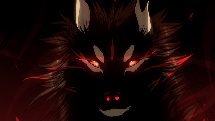Dark Wolf with Glowing Red Eyes