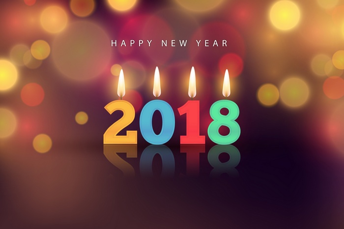 Happy New Year 2018 candles