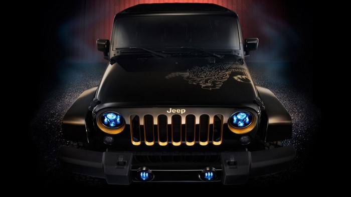 Black Jeep Wrangler with Dragon Decal