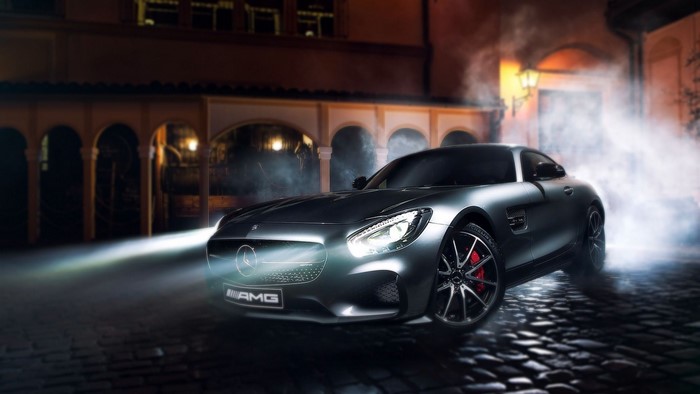 Mercedes-AMG GT S Coupe on Cobblestone Street