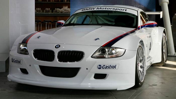 White BMW Motorsport race car with Castrol logos