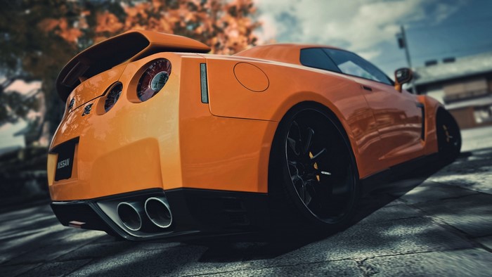 Orange Nissan GT-R