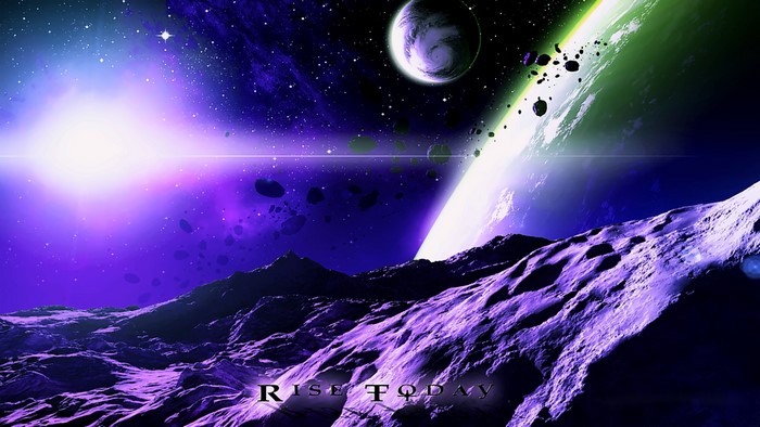 Space landscape with planets and asteroids
