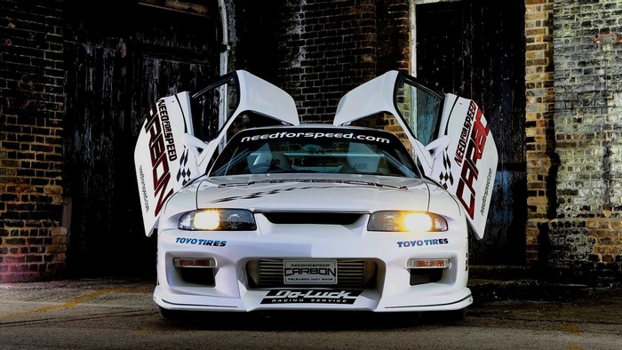 White Need for Speed Carbon car with butterfly doors