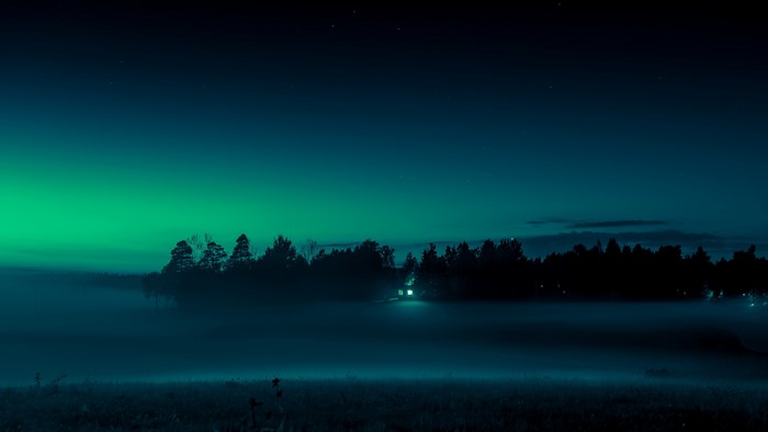 4K Foggy Night Landscape with House