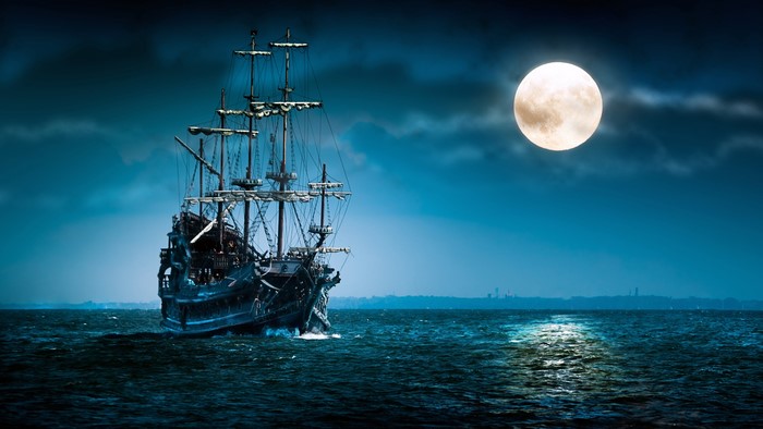 4K Sailboat on the Ocean at Night