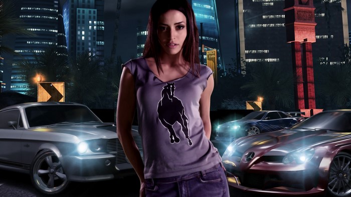 Girl from Need for Speed Carbon with cars