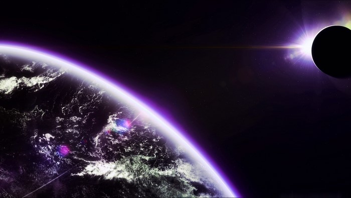 Planet and eclipse in space