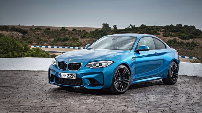 Blue BMW M2 F87 Coupe on Paved Surface