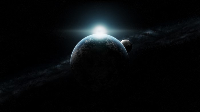 4K Planet and Moon in Space