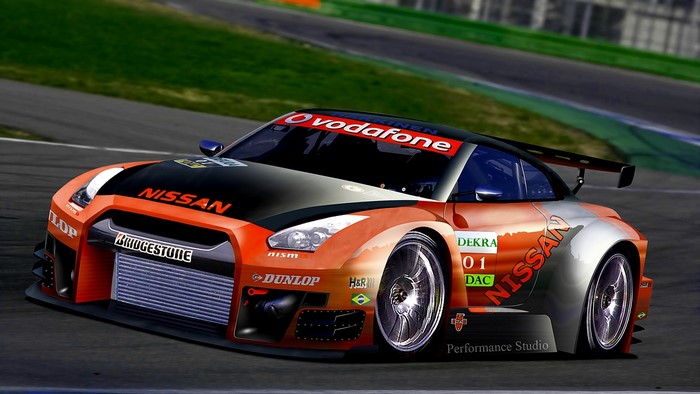 Nissan GT-R race car with Vodafone livery
