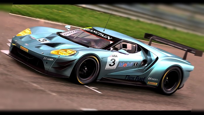 Ford GT race car with Mobil 1 and Flex Fuel livery